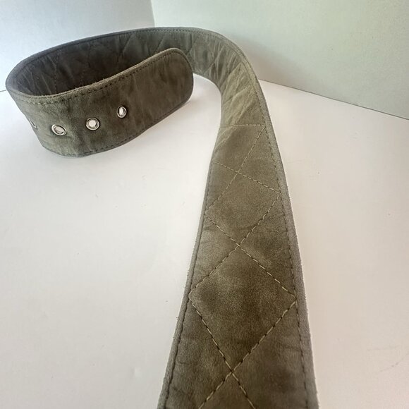 Tailored Sportsman Quilted Leather Belt Soft Gray Silver Sz Small Handmade Italy - Picture 10 of 11